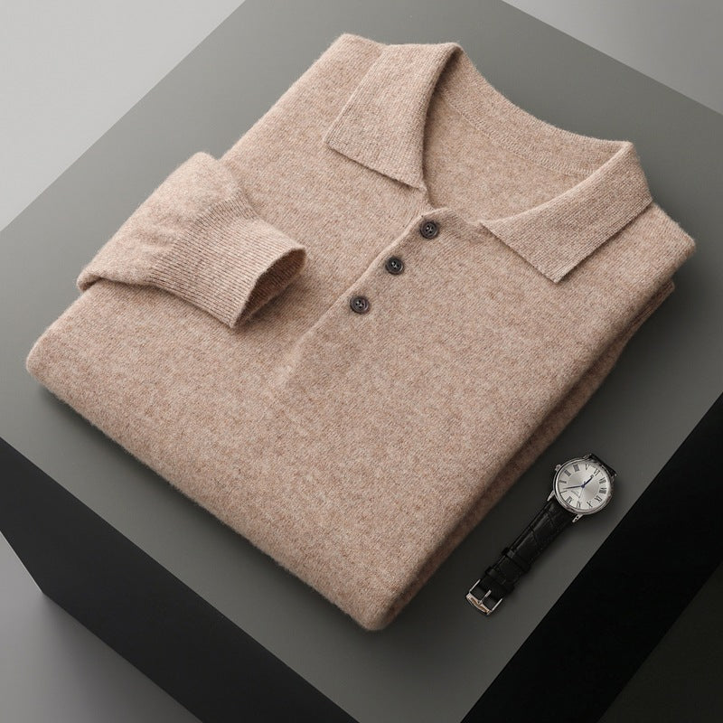 Cashmere Sweater Herre Revers Pullover T-shirt