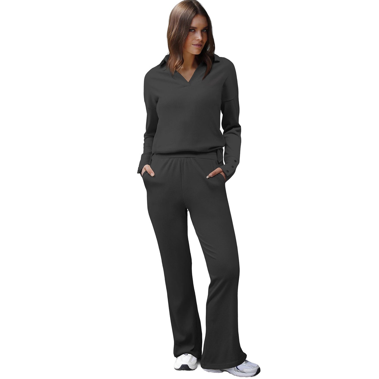 Women's Sportswear Long-sleeve Top And Pants Two-piece Set