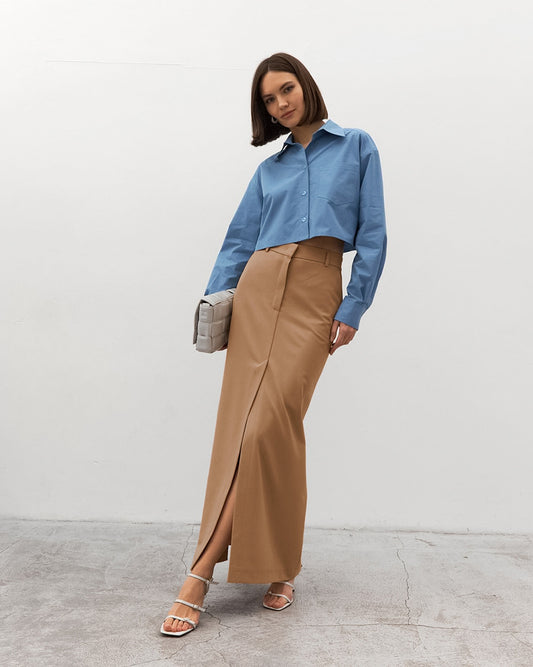 French Style Khaki Slimming And Straight Skirt Women's Commuter Drape Slit Dress