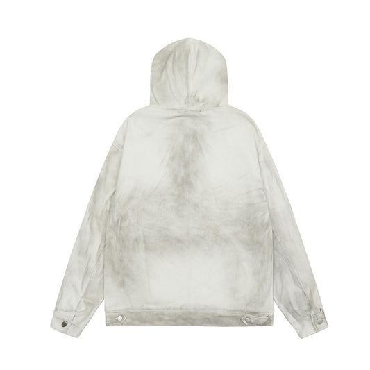 American Design Lace-up Washed Old Hoodie Coat