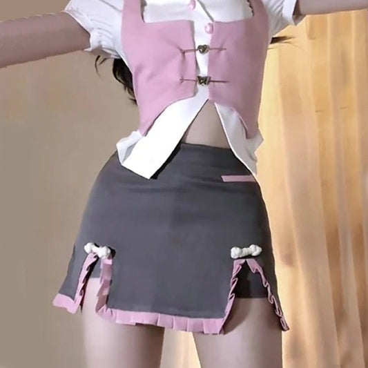 Design Hot Girl White Short Sleeve Shirt Outfit