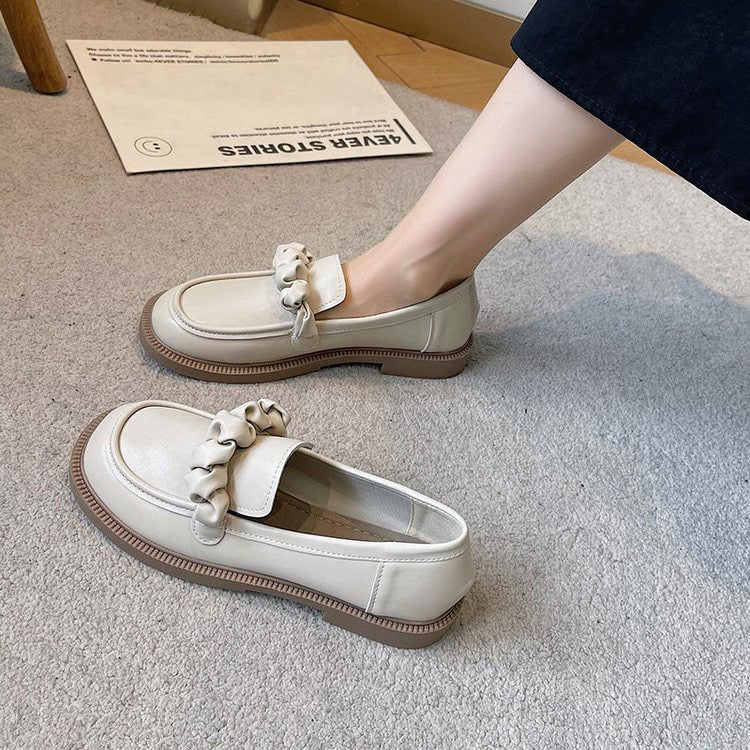Round Toe Niche College Style Korean Style Small Leather Shoes
