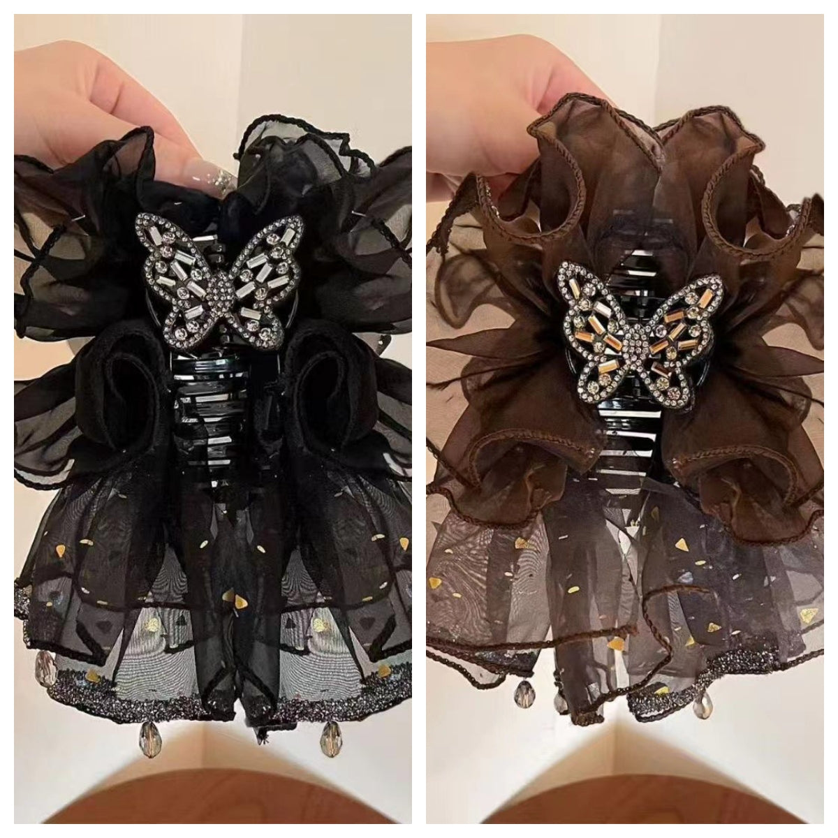 French-style High-end Fluffy Skirt Bow Hair Clip