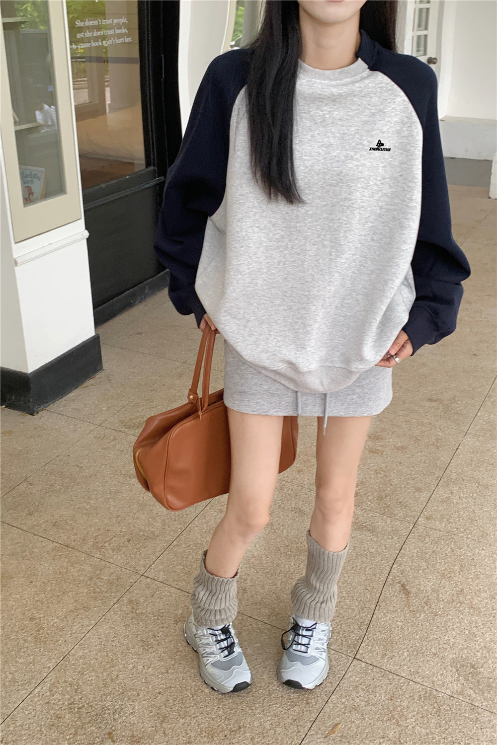 Women's Raglan Sleeve Sweater Autumn Korean Style LetterLong Sleeve Top