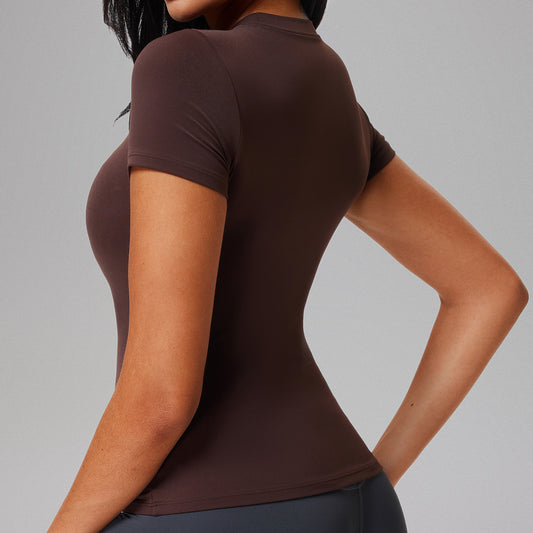 Casual Sports T-shirt Women's Slim Fit And Quick-drying Nude Feel Fitness