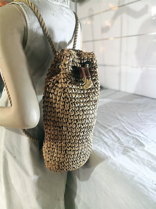 Fashion Crochet Backpack Large Capacity Photo Vacation Beach Shopping Straw Bag