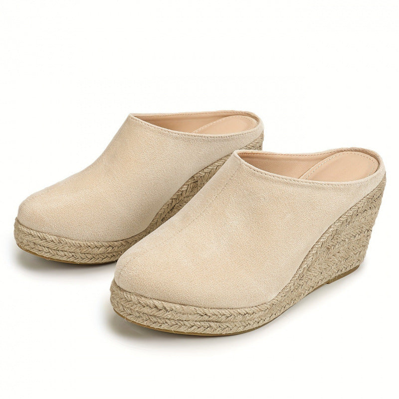 Pointed Toe Wedge Thick Bottom Toe Cap Women's Slippers