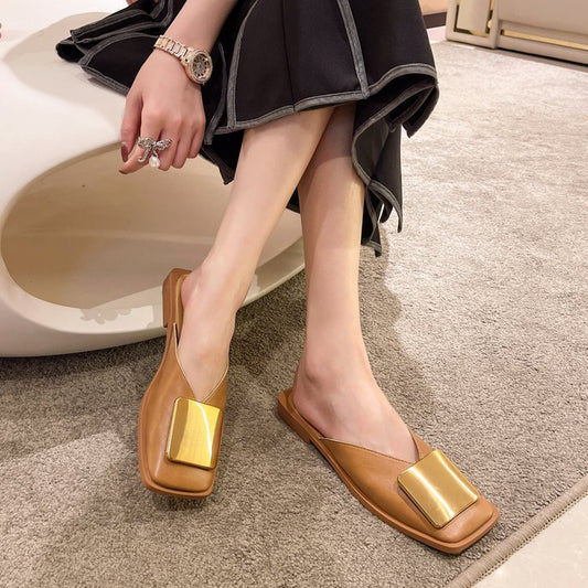 Women's Fashion Versatile Patent Leather Chunky High Heel Sandals