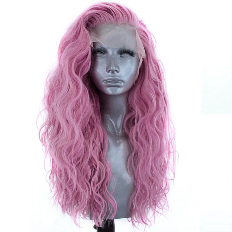 Håndhæklet Front Lace Mikrorumfang Store bølger Kemisk Fiber Højtemperatur Silke Fuld Blonde Paryk Kvinde