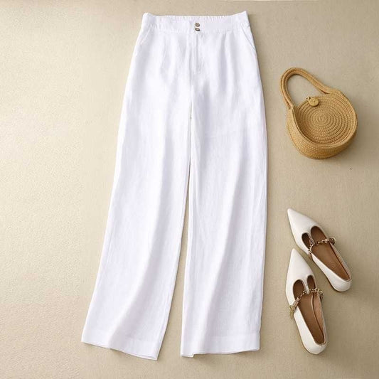 Summer Straight-leg Pants Slimming Versatile Women's Pants Linen Pants