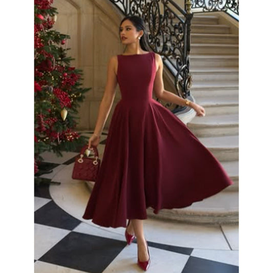 Solid Color Sleeveless Vintage Maxi Dress