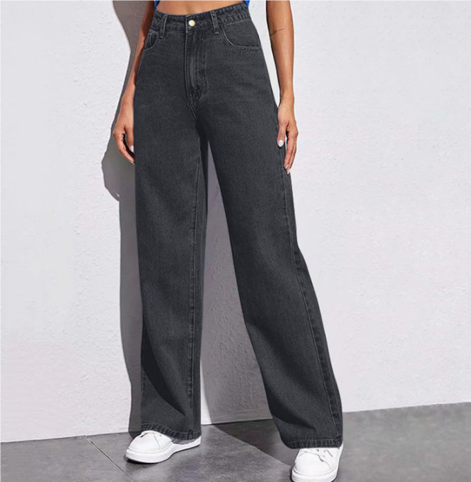 Vaskede Fashion Straight Jeans til damer med medium talje