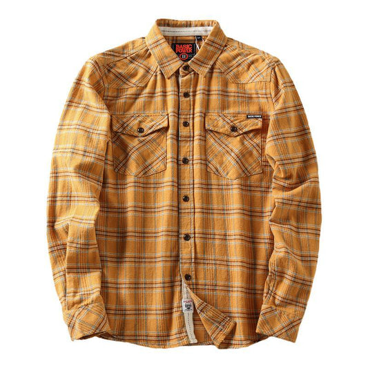 Cotton Washed Brushed Thick Retro Casual Shirt