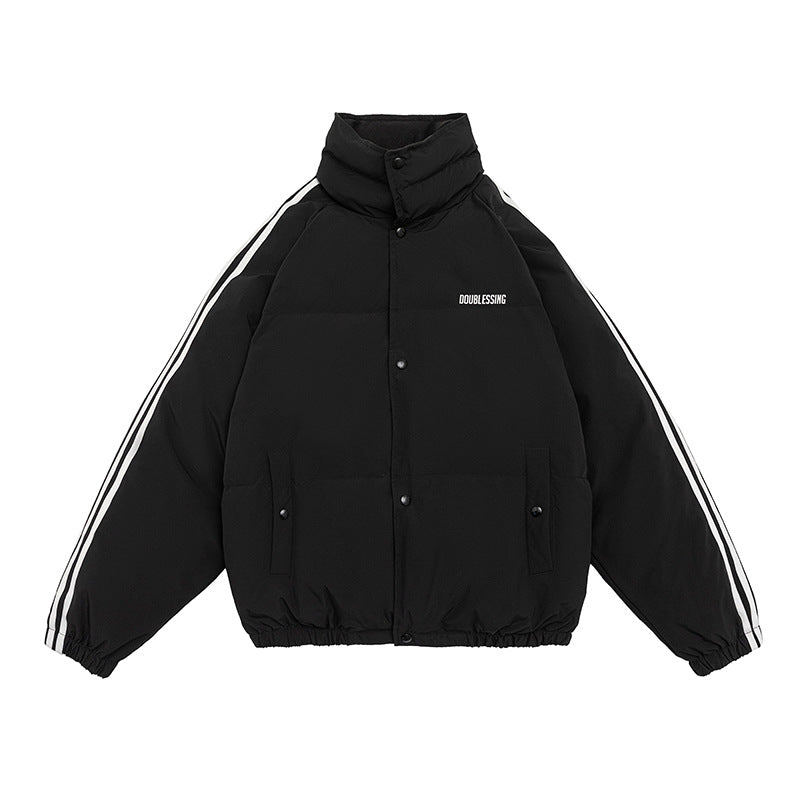 College Style Three-bar Casual Down Men's Student Bread Coat