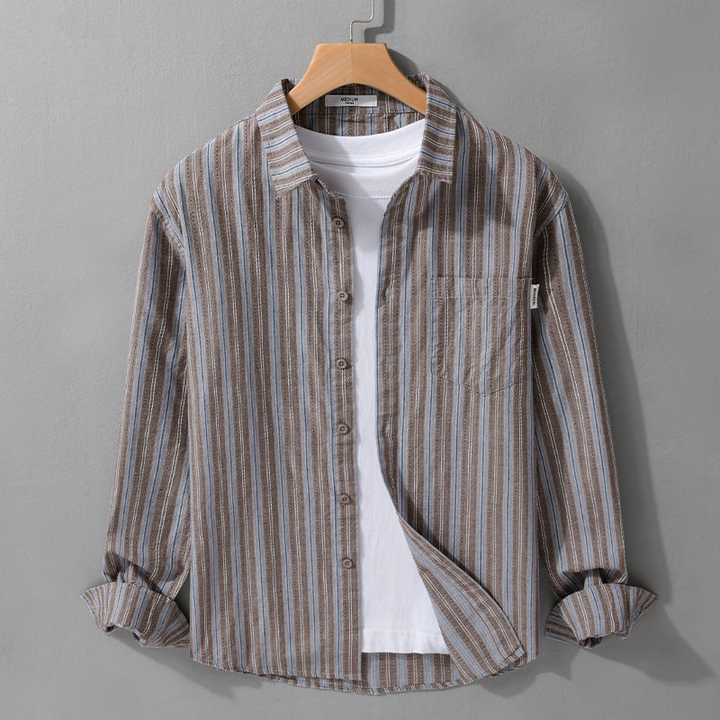 Striped Long-Sleeve Casual All-Match Fashionable Artistic Loose Shirt