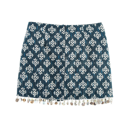 Culottes med perlebroderet print i europæisk og amerikansk stil