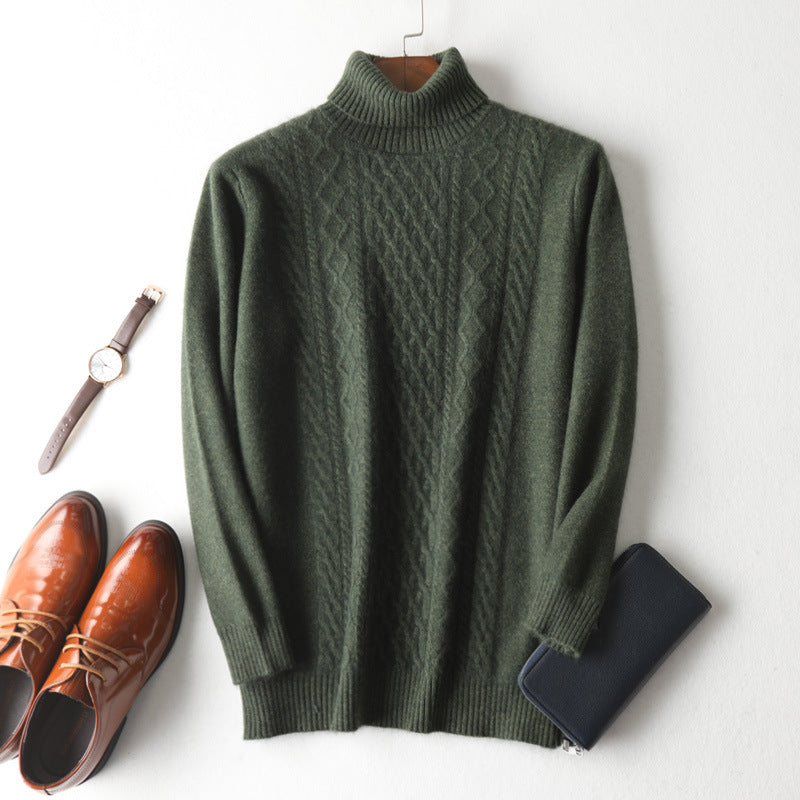 Winter High Collar Pure Cashmere Sweater Men's Casual