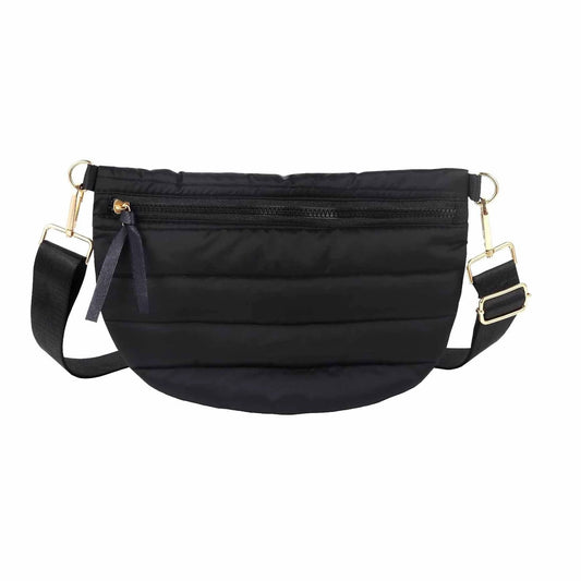Womens Casual Quilted Solid-Color Down Waist Bag Shoulder Bag