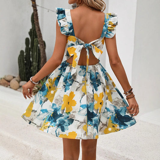 Women's French-style Floral Sleeveless Dress