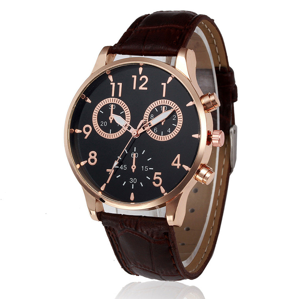 Fashion simple fake two-eye belt watch quartz watch