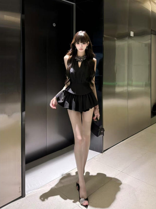 Fashion Halter Coat Skirt Two-piece Suit