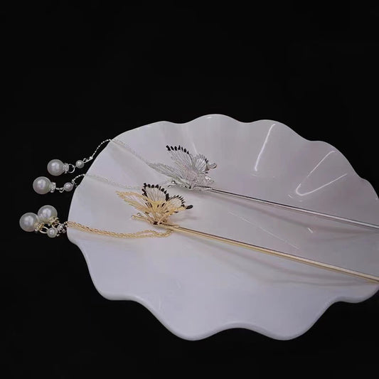 Fashionable New Butterfly Tassel Hairpin Female