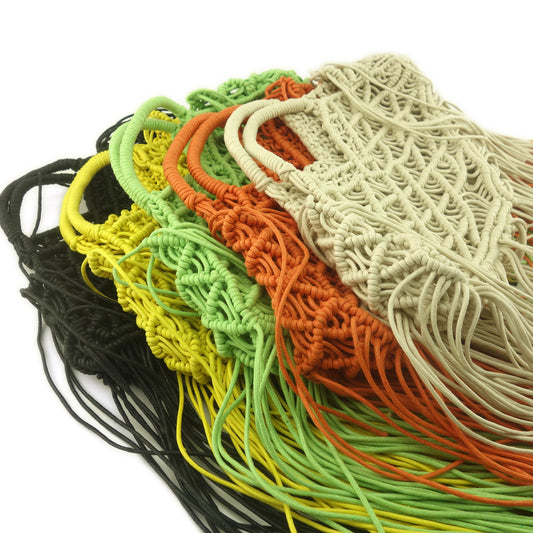 Wax Rope Hand-woven Bag With Tassels For Ladies Portable