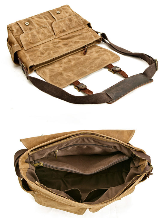 Vintage Waterproof Oil Wax Canvas Single-shoulder Messenger Bag
