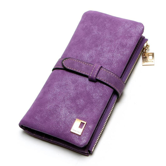 Women's solid color long wallet