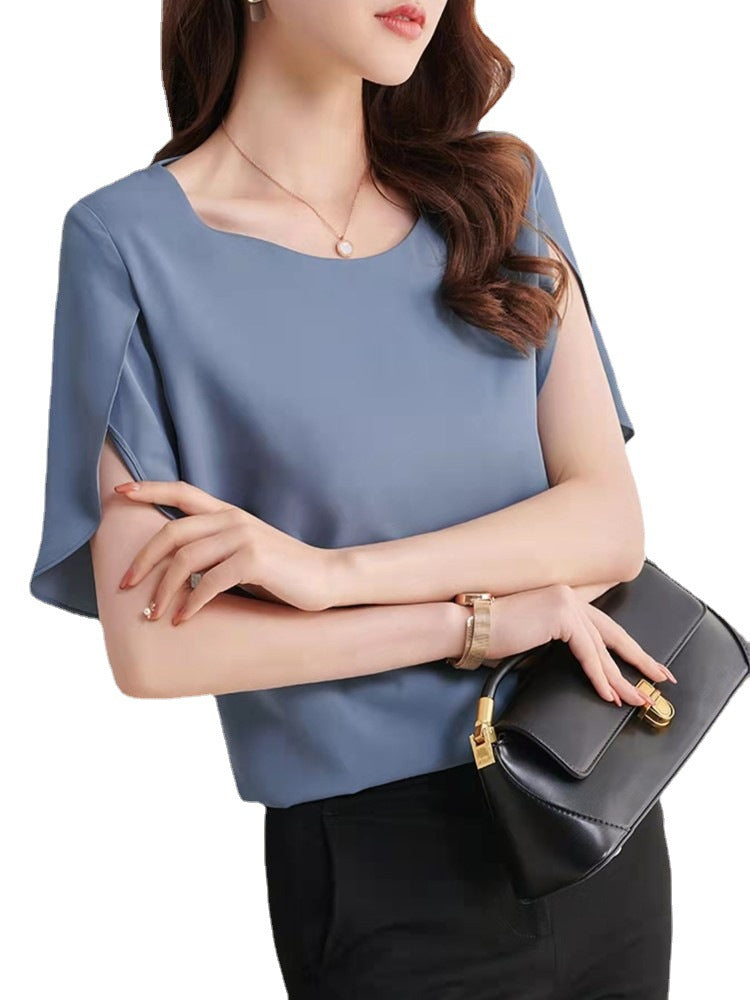 Design-forward Short-sleeve Top With Flared Sleeves