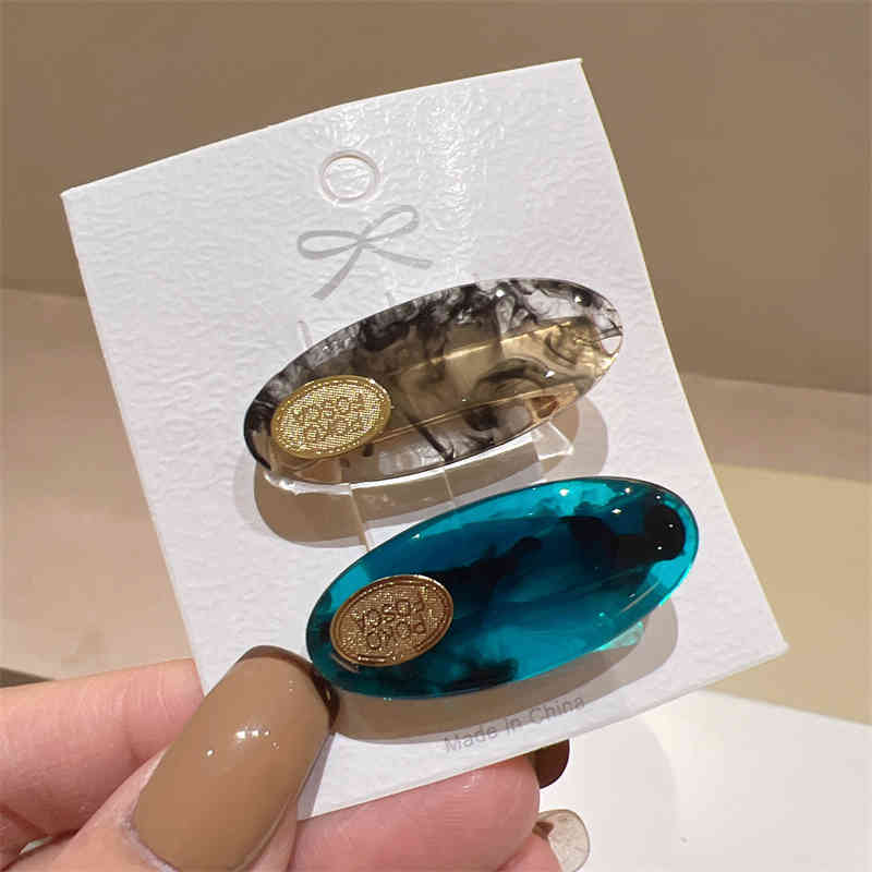 Oval Acetate Small Duckbill Clip Fashion Hairpin