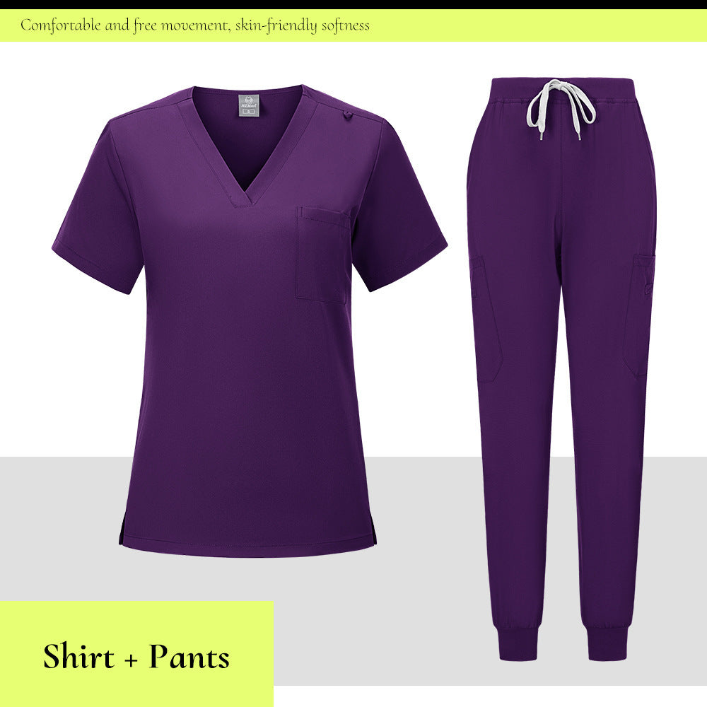 V-neck Medical Scrub Top And Pant Set