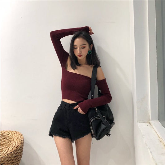 Fashion High Waist Simple Loose Frayed Wide Leg Shorts All-match
