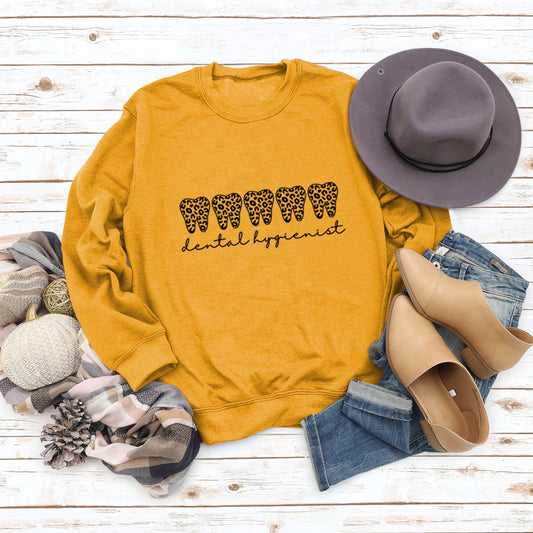 Leopard Print Long Sleeve Crew Neck Sweater