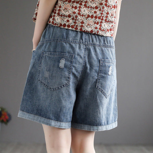 Women's Vintage Ripped High Waist Denim Shorts