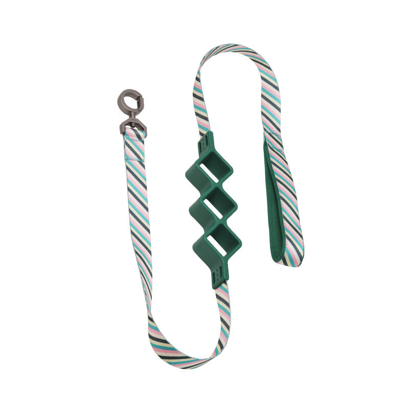 Pet Shock-absorbing Ring Diamond Color Block Striped Traction Rope