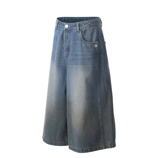Washed Old Straight Cropped Jeans