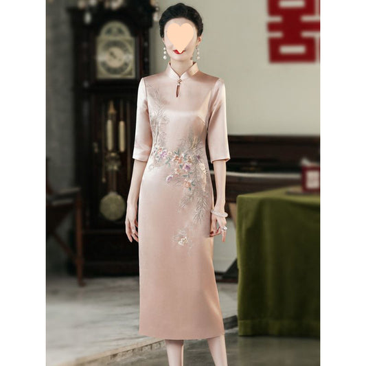 Elegant Cheongsam i Acetat til Bryllupsgæster og Mødre