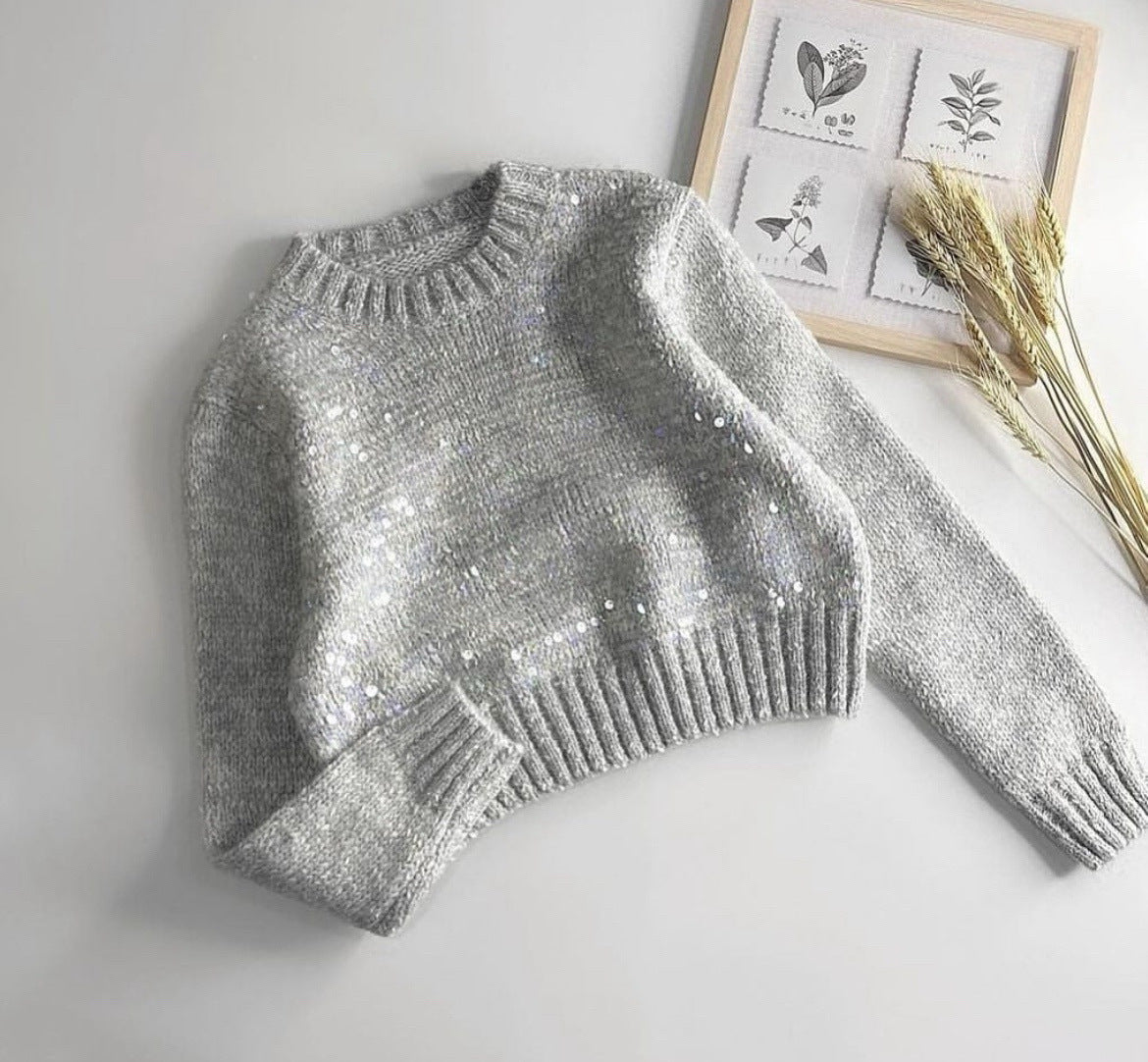 Design Sense Kraftig Broderi Pailletter Pullover