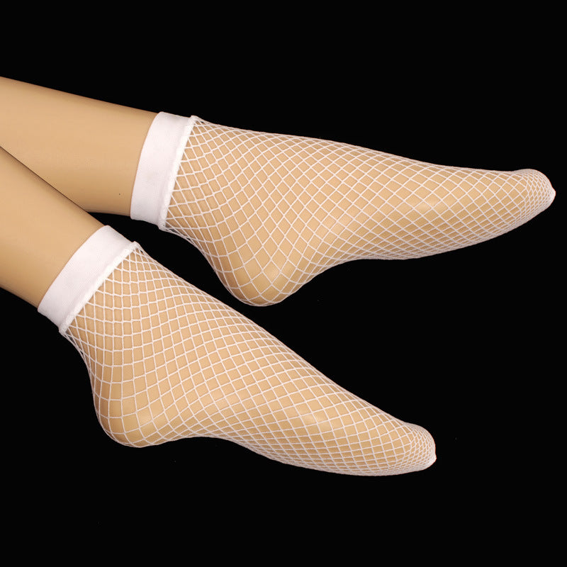 Fashion Fishnet Encrypted Medium And Short Tube Big Eye Socks