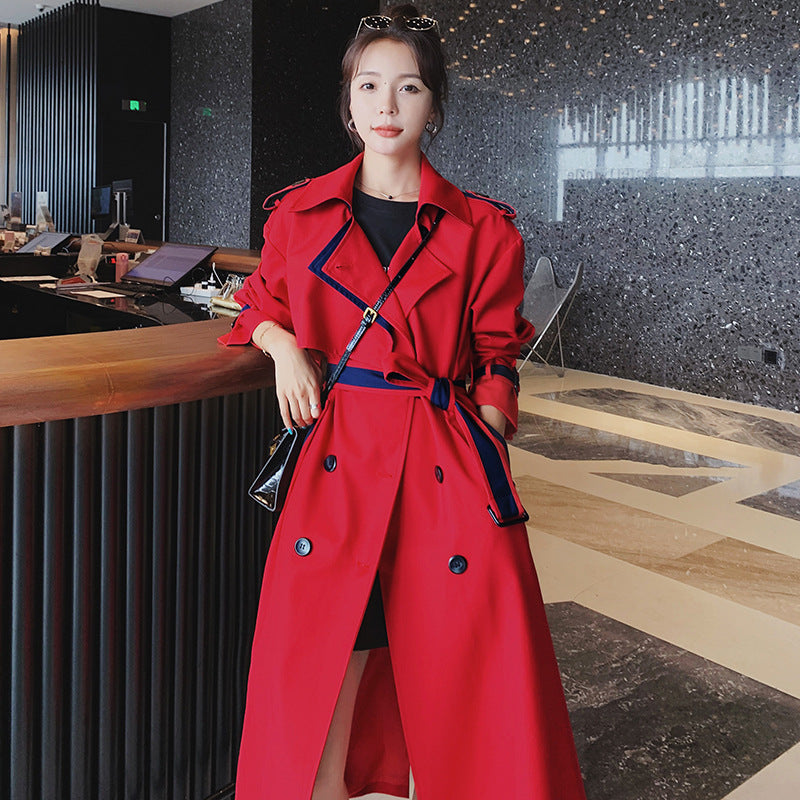 Long Style Popular Slim Temperament British Style Autumn New Casual Slim Coat
