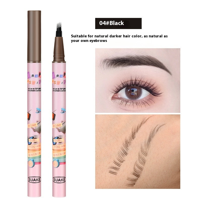 Semi-permanent Four-fork Liquid Water Eyebrow Pencil Waterproof