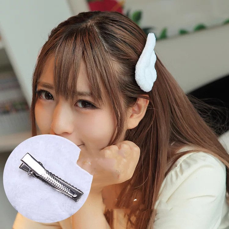 Plush angel wings hairpin headdress