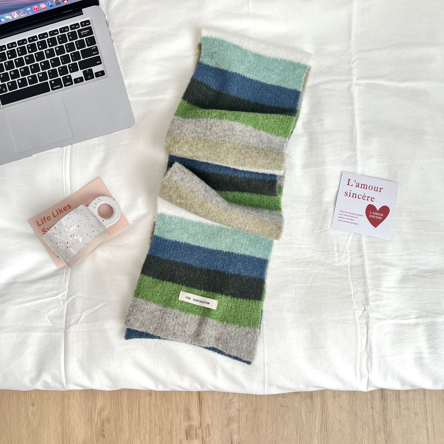 Women's Fashion Color Contrast Striped Retro Scarf
