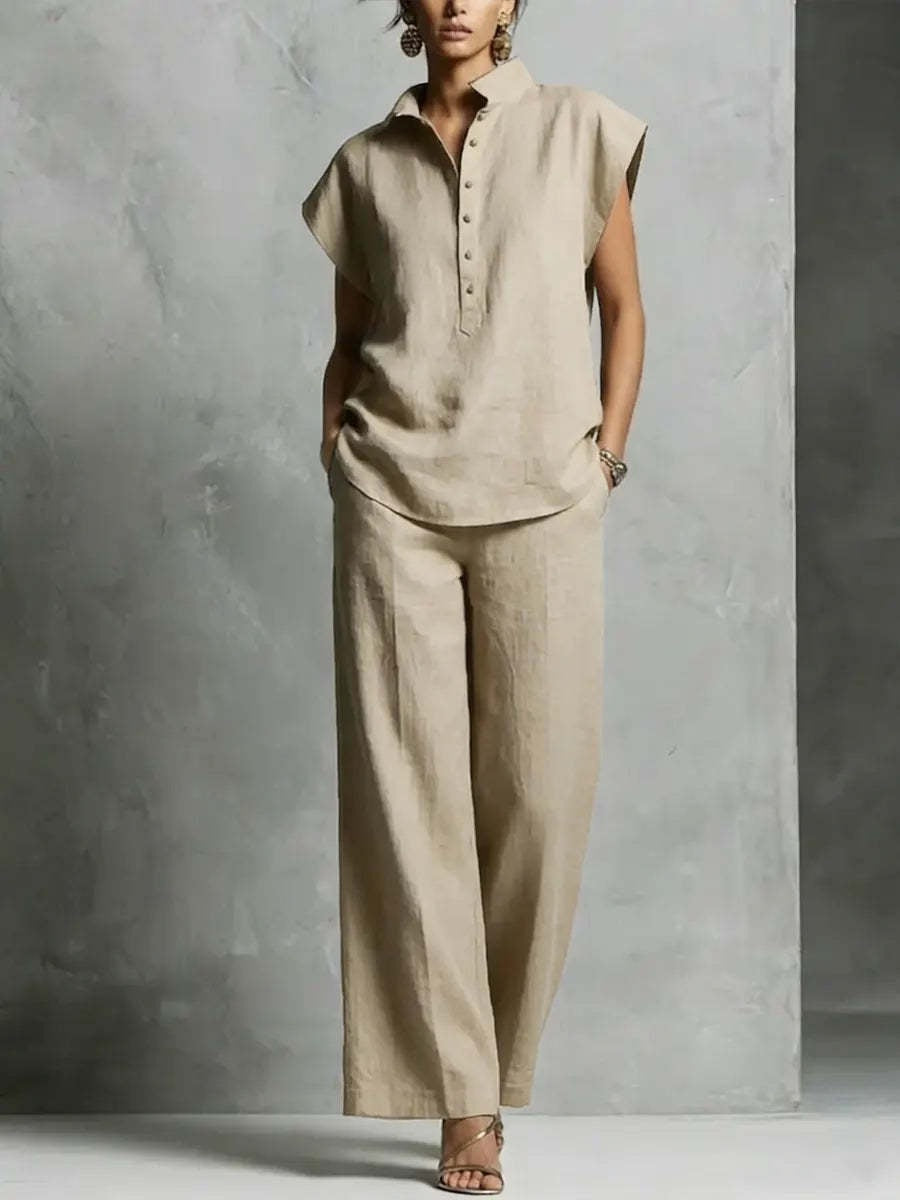 Women's Casual Cardigan Short-Sleeve Pants Set