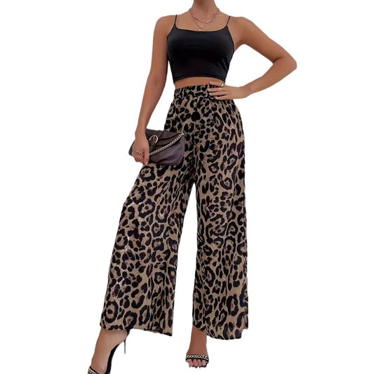 Elastic-waist Casual Wide-leg Pants