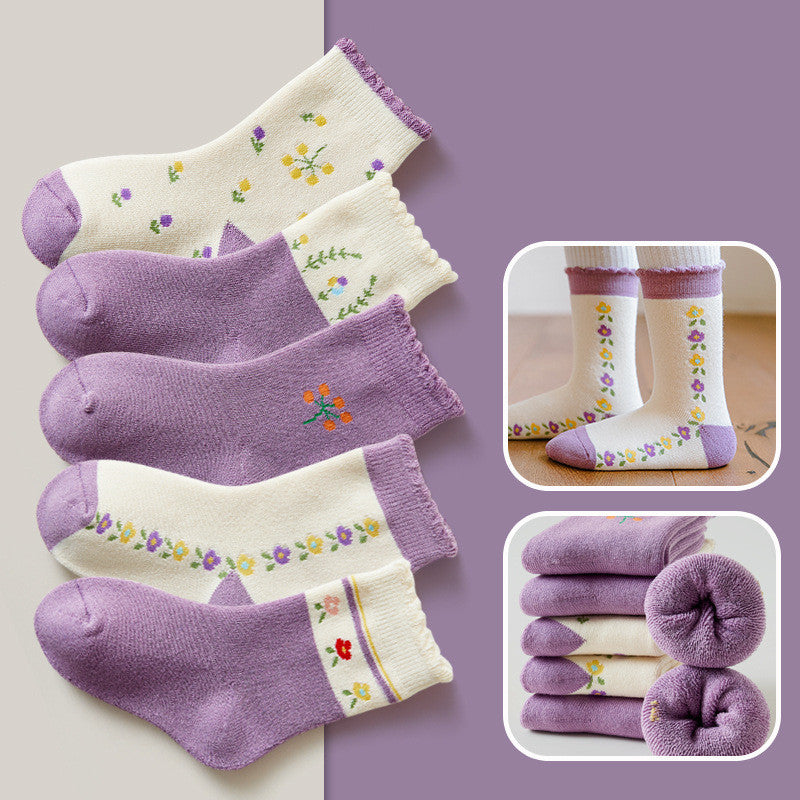 Children's Padded Terry-in-tube Baby Cotton Socks Cartoon Giraffe Towel