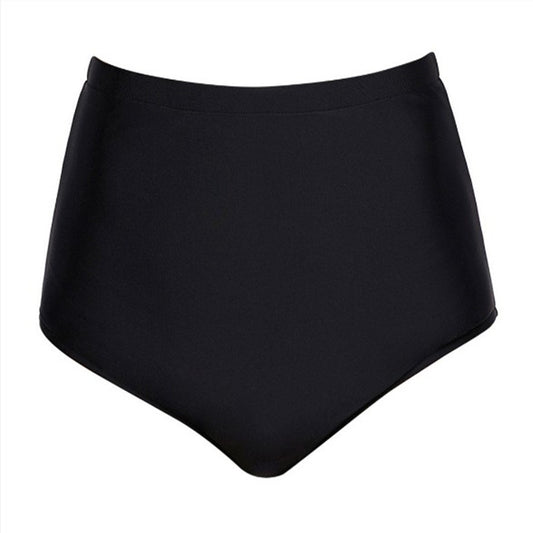 High-waist Solid Color Briefs Anti-glare Bikini
