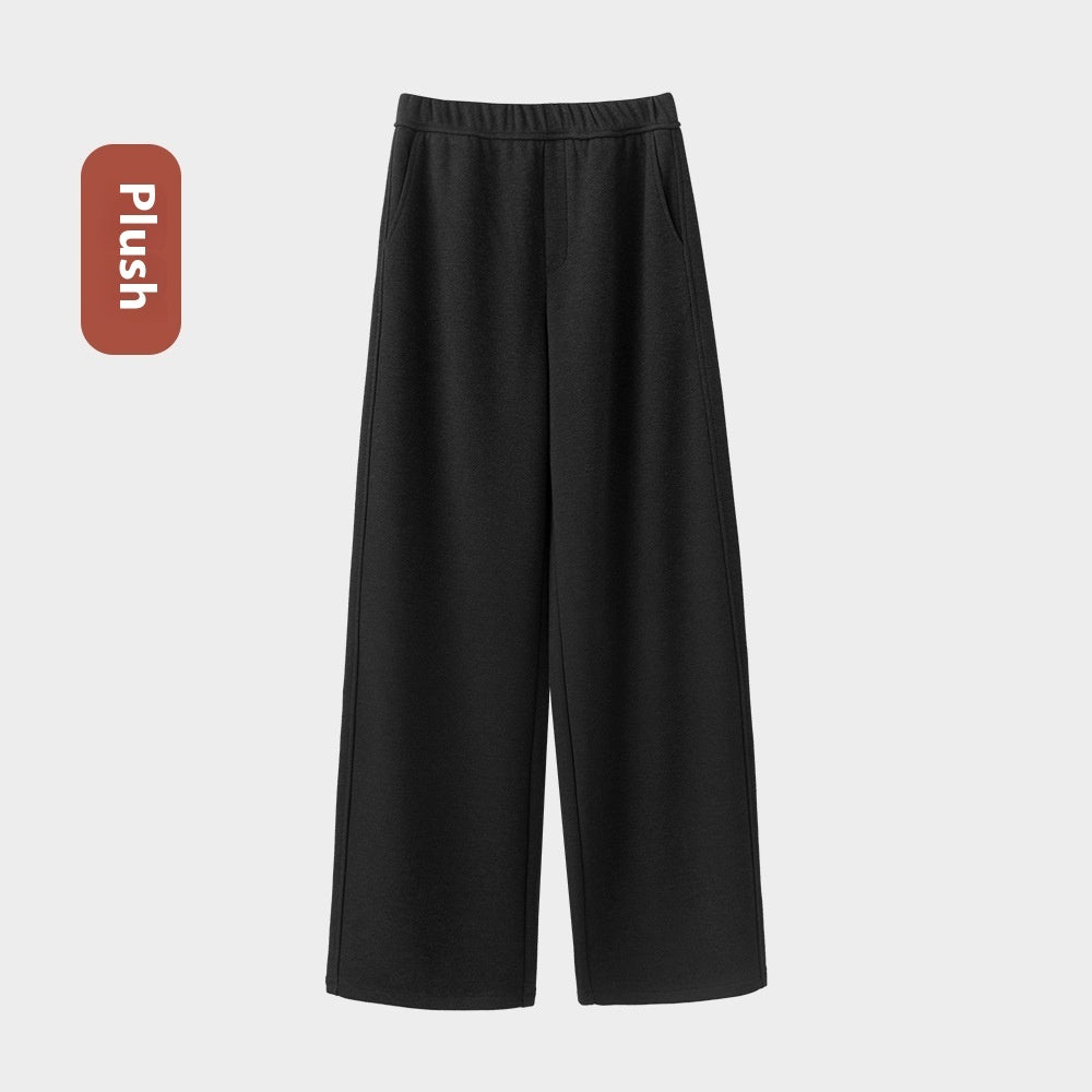Autumn And Winter Straight Wool Heating Loose Slimming And Simple High Waist Casual Pants
