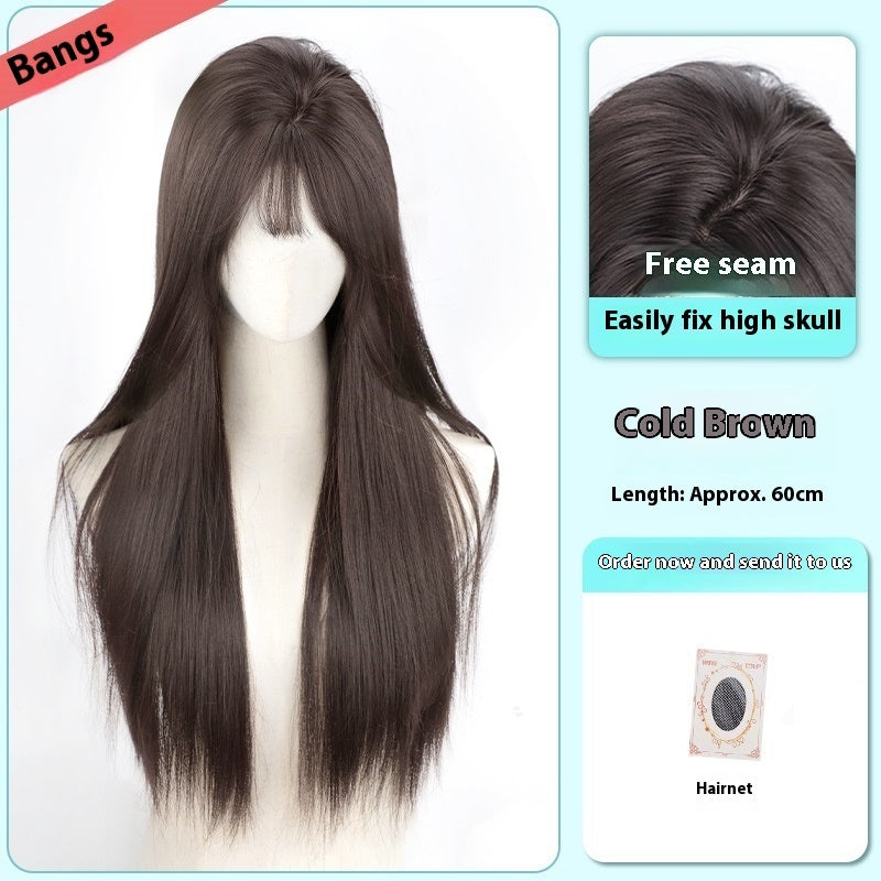 Female Full-head Wig Forehead Lace Seamless Fluffy Wig